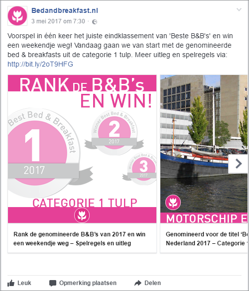 Rank de genomineerde bed en breakfasts van 2017 en win een weekendje weg!